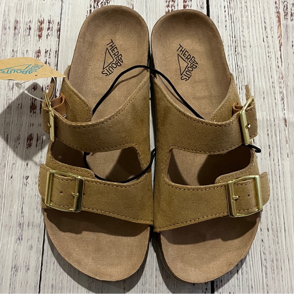 NWT Thereabouts Big Kids’ Sandals-Cognac with Buckle Straps-Size 5